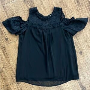 Lily White Black Lace Blouse
